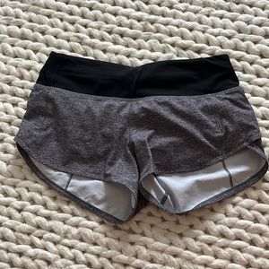 LULULEMON speed up low rise shorts - black and grey size 2 shorts - worn once